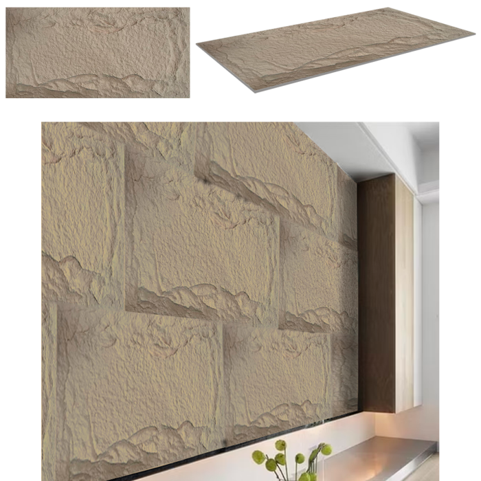 PANEL DE POLIURETANO STONE BEIGE 120X60X5CM (B001-1-15)